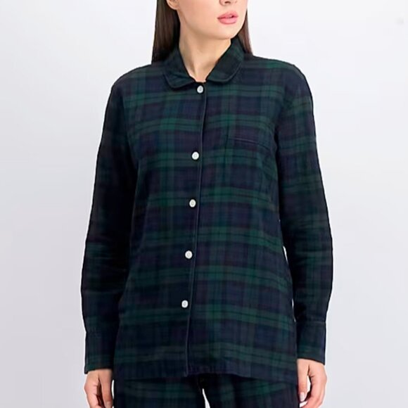 J. Crew Other - J. Crew Tartan Flannel Plaid Button Pajama Top Green Navy Women's Medium H13925